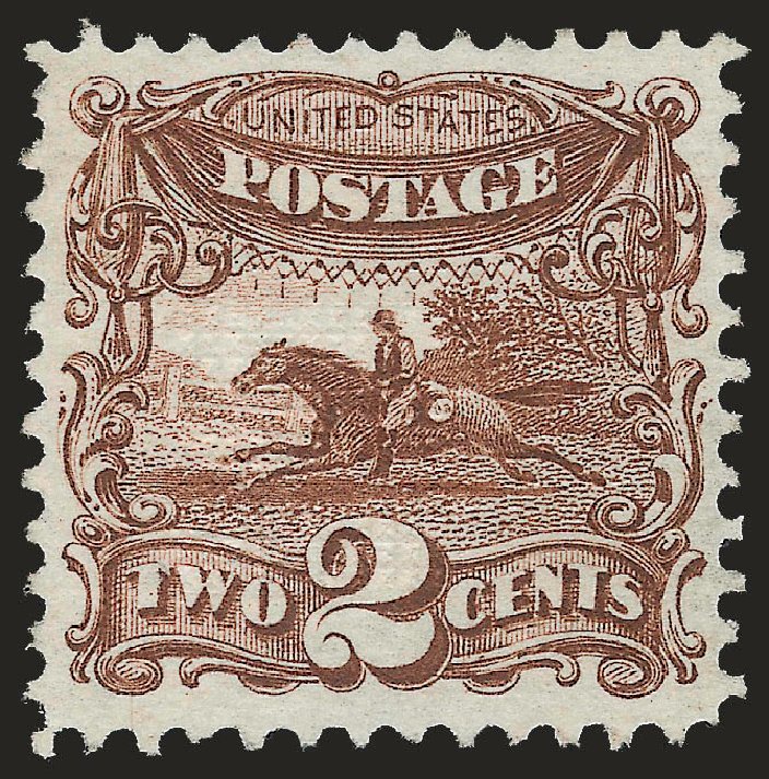Values of US Stamp Scott Catalog #113: 1869 2c Pictorial Horse Rider. Robert Siegel Auction Galleries, Jun 2009, Sale 975, Lot 1339