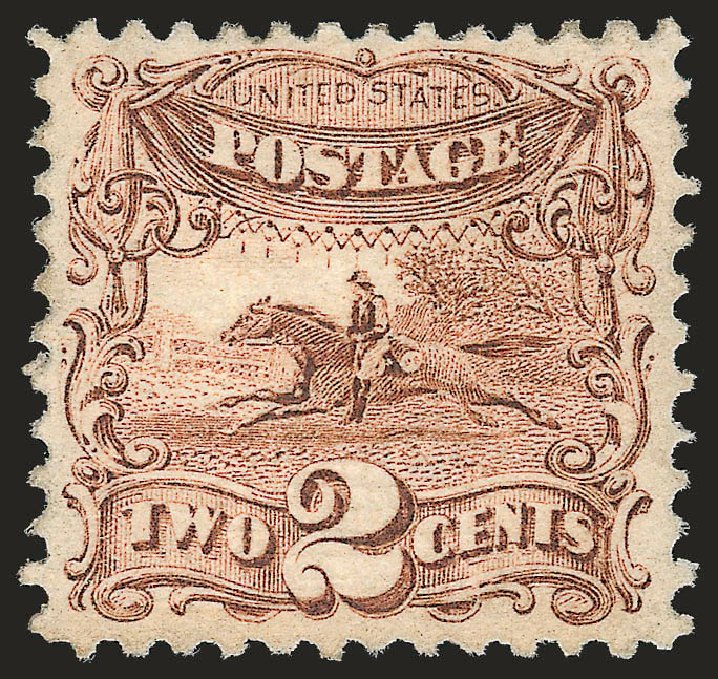 Value of US Stamp Scott Catalogue # 113: 2c 1869 Pictorial Horse Rider. Robert Siegel Auction Galleries, Apr 2010, Sale 984, Lot 369
