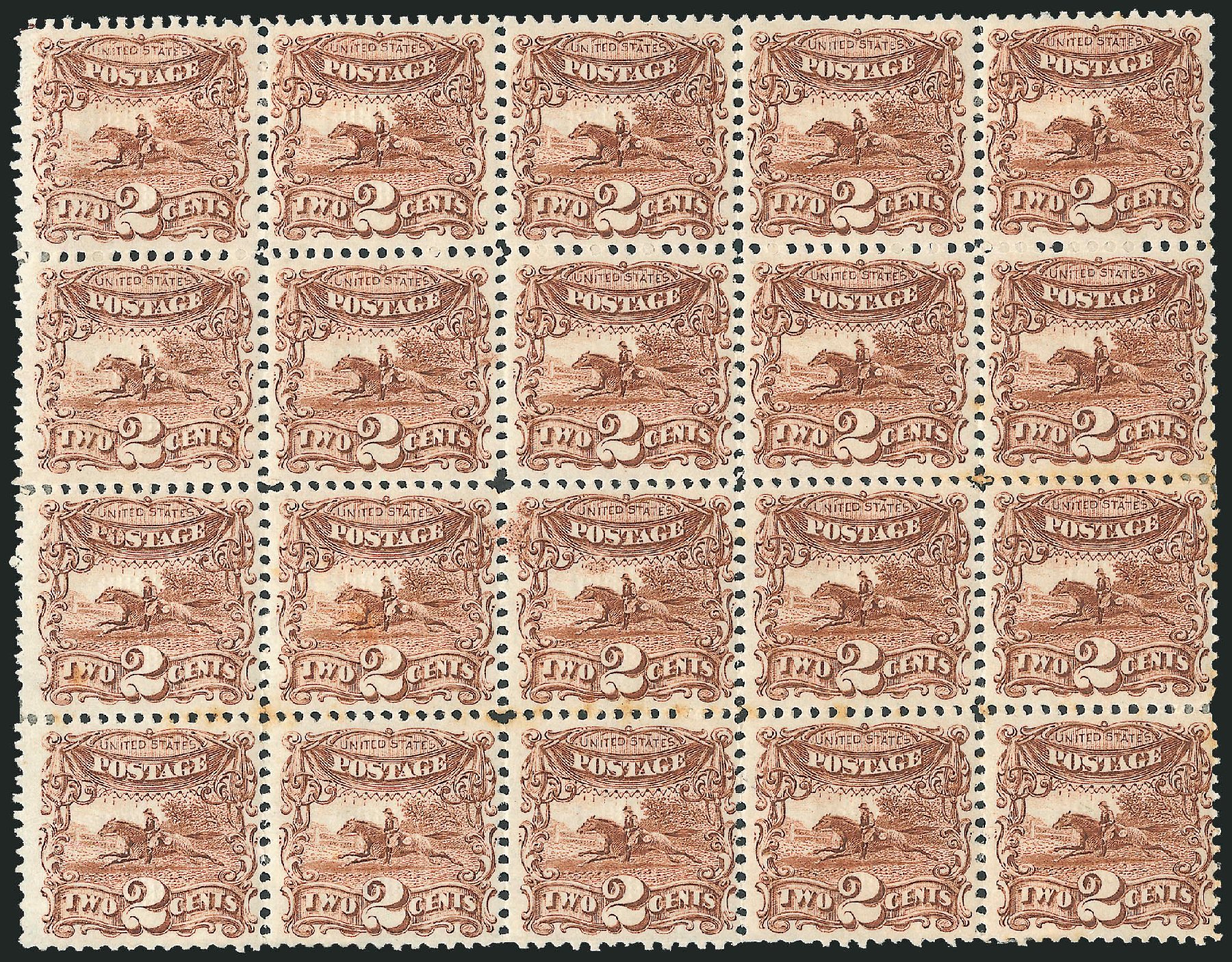 US Stamps Value Scott Catalogue 113: 2c 1869 Pictorial Horse Rider. Robert Siegel Auction Galleries, Mar 2012, Sale 1021, Lot 290