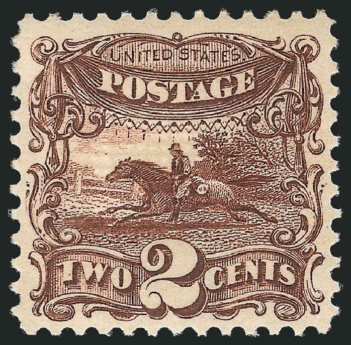 US Stamp Values Scott #113 - 1869 2c Pictorial Horse Rider. Robert Siegel Auction Galleries, Mar 2013, Sale 1040, Lot 1360