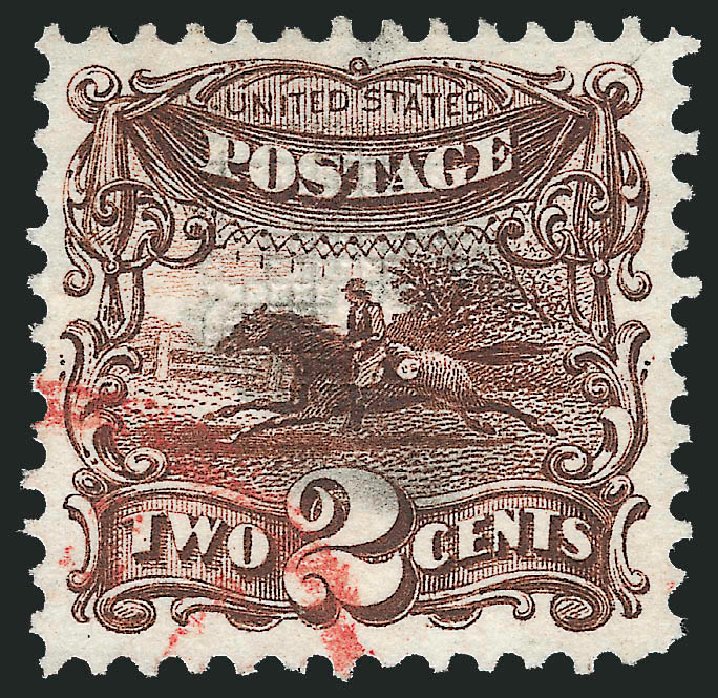 US Stamps Values Scott Catalogue #113 - 2c 1869 Pictorial Horse Rider. Robert Siegel Auction Galleries, Dec 2013, Sale 1062, Lot 300