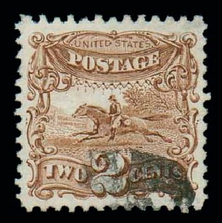 US Stamp Value Scott Catalogue 113: 1869 2c Pictorial Horse Rider. Matthew Bennett International, Dec 2007, Sale 323, Lot 261