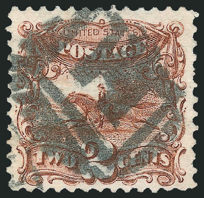 US Stamps Values Scott Catalog #113 - 1869 2c Pictorial Horse Rider. Robert Siegel Auction Galleries, Dec 2013, Sale 1062, Lot 301