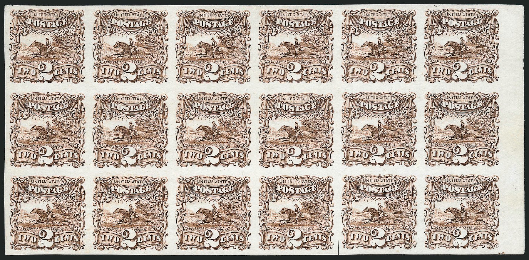 US Stamps Prices Scott Cat. #113: 1869 2c Pictorial Horse Rider. Robert Siegel Auction Galleries, Dec 2012, Sale 1037, Lot 1124