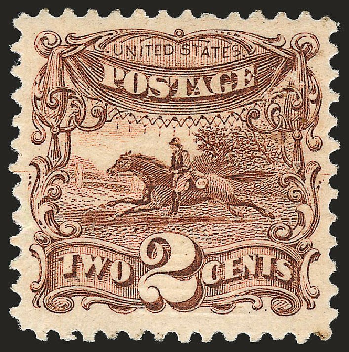 Cost of US Stamp Scott Cat. 113: 1869 2c Pictorial Horse Rider. Robert Siegel Auction Galleries, Dec 2008, Sale 967, Lot 4224