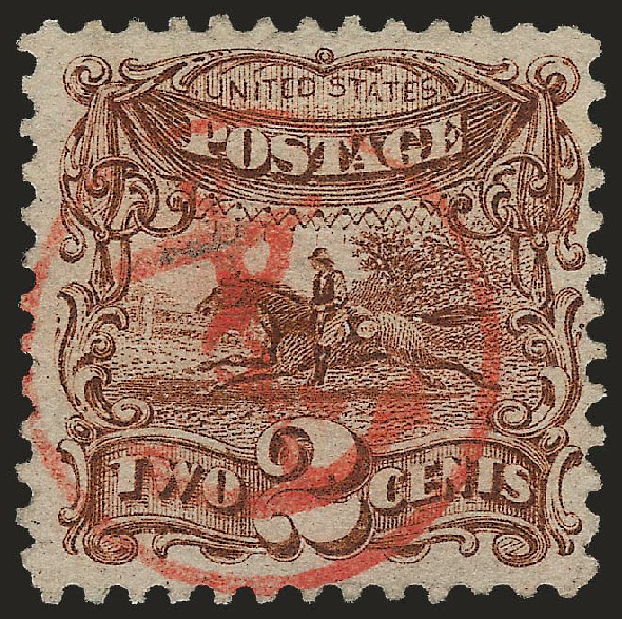 US Stamps Price Scott Catalog 113 - 2c 1869 Pictorial Horse Rider. Robert Siegel Auction Galleries, Apr 2010, Sale 984, Lot 374