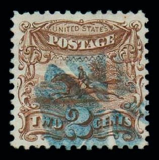 US Stamps Prices Scott Cat. 113 - 2c 1869 Pictorial Horse Rider. Matthew Bennett International, Dec 2007, Sale 323, Lot 265
