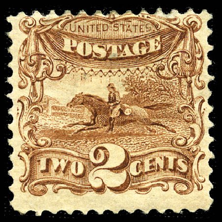 US Stamp Values Scott Cat. 113: 1869 2c Pictorial Horse Rider. Matthew Bennett International, Feb 2012, Sale 340, Lot 215