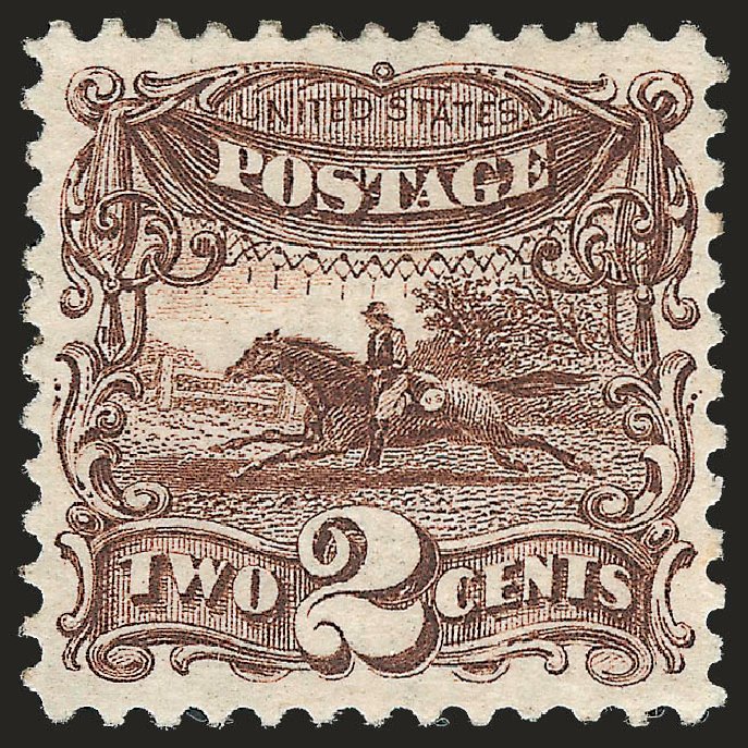 Values of US Stamps Scott 113: 1869 2c Pictorial Horse Rider. Robert Siegel Auction Galleries, Sep 2009, Sale 976, Lot 1435