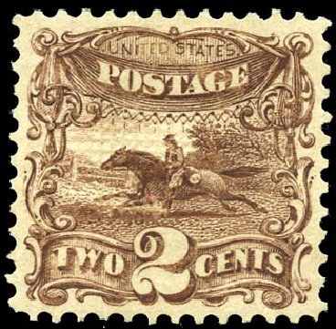 US Stamp Value Scott Catalog #113 - 2c 1869 Pictorial Horse Rider. Matthew Bennett International, Sep 2011, Sale 338, Lot 1782