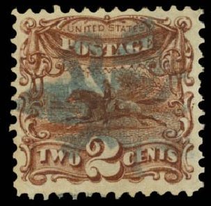 US Stamps Prices Scott Catalog # 113: 1869 2c Pictorial Horse Rider. Daniel Kelleher Auctions, Sep 2014, Sale 655, Lot 252