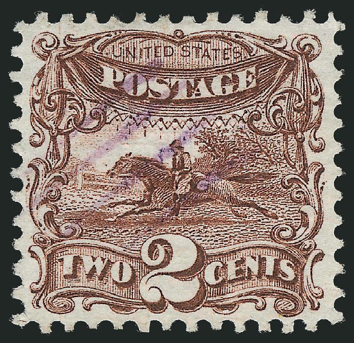 US Stamps Value Scott Cat. # 113: 1869 2c Pictorial Horse Rider. Robert Siegel Auction Galleries, Mar 2011, Sale 1004, Lot 22