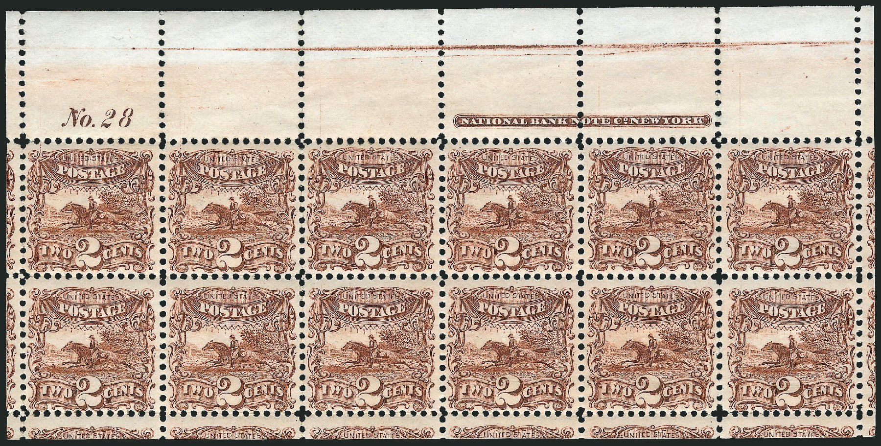 US Stamps Value Scott Catalogue 113 - 1869 2c Pictorial Horse Rider. Robert Siegel Auction Galleries, Dec 2014, Sale 1090, Lot 1262