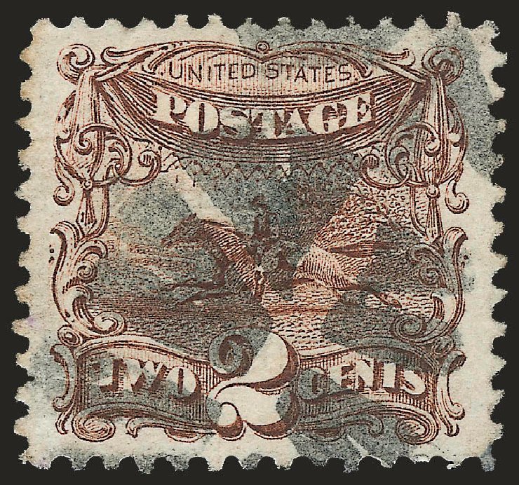 US Stamp Values Scott Catalog #113: 2c 1869 Pictorial Horse Rider. Robert Siegel Auction Galleries, Apr 2010, Sale 984, Lot 372