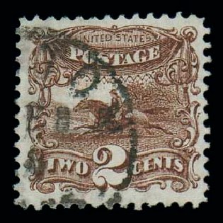 Value of US Stamps Scott Cat. # 113: 1869 2c Pictorial Horse Rider. Matthew Bennett International, Dec 2007, Sale 323, Lot 266