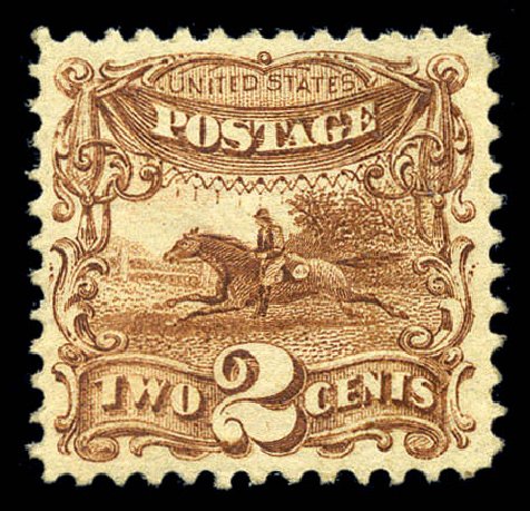 US Stamps Prices Scott Cat. 113: 2c 1869 Pictorial Horse Rider. Matthew Bennett International, Sep 2010, Sale 331, Lot 466
