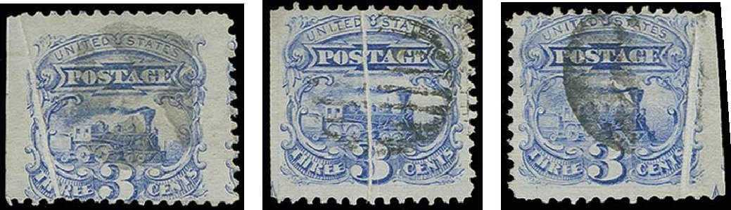 US Stamps Prices Scott Cat. # 114: 1869 3c Pictorial Locomotive. H.R. Harmer, Jun 2013, Sale 3003, Lot 1107