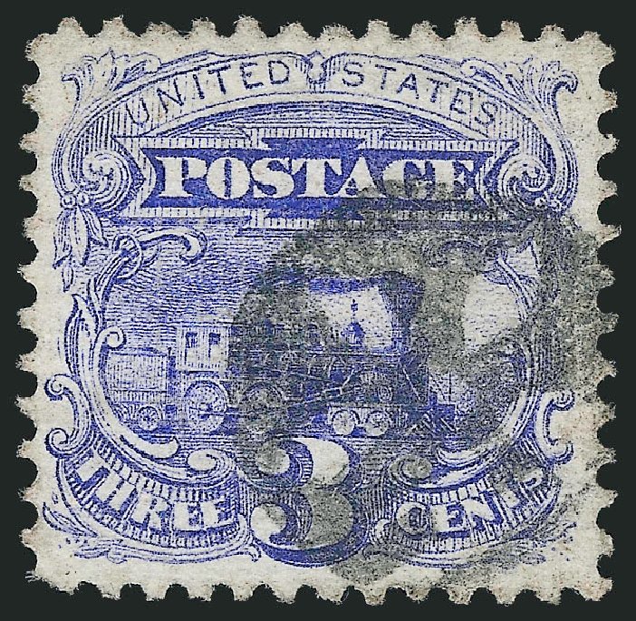 US Stamp Values Scott Catalogue # 114 - 1869 3c Pictorial Locomotive. Robert Siegel Auction Galleries, Mar 2011, Sale 1007, Lot 2277