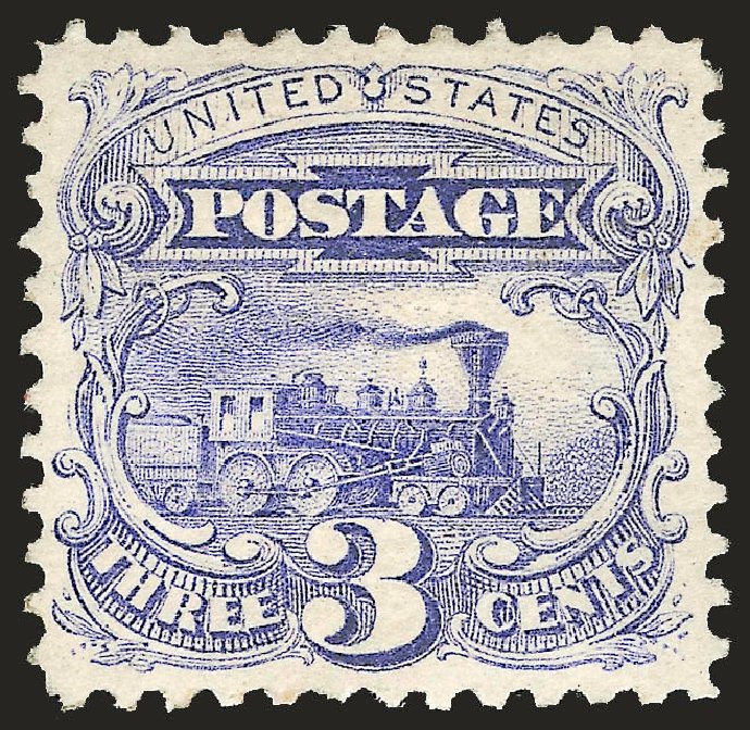 Prices of US Stamps Scott Catalog #114: 3c 1869 Pictorial Locomotive. Robert Siegel Auction Galleries, Oct 2008, Sale 963, Lot 647