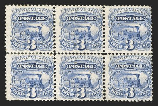 Values of US Stamps Scott Catalog 114 - 3c 1869 Pictorial Locomotive. Spink Shreves Galleries, Mar 2013, Sale 142, Lot 187