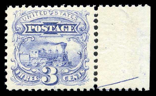 Costs of US Stamps Scott Catalog #114: 1869 3c Pictorial Locomotive. Matthew Bennett International, Sep 2010, Sale 331, Lot 468