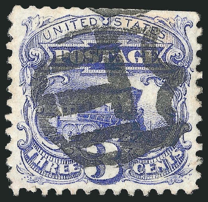 US Stamps Values Scott Catalog # 114: 1869 3c Pictorial Locomotive. Robert Siegel Auction Galleries, Oct 2011, Sale 1013, Lot 168