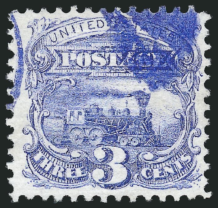 US Stamp Values Scott # 114 - 1869 3c Pictorial Locomotive. Robert Siegel Auction Galleries, Dec 2012, Sale 1037, Lot 1658