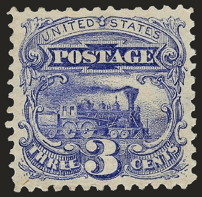 US Stamp Value Scott Cat. 114 - 3c 1869 Pictorial Locomotive. Robert Siegel Auction Galleries, Oct 2008, Sale 963, Lot 648