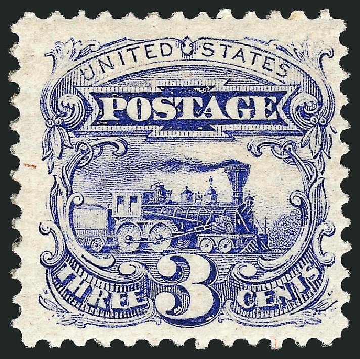 US Stamps Value Scott Catalog #114 - 3c 1869 Pictorial Locomotive. Robert Siegel Auction Galleries, Feb 2010, Sale 983, Lot 78
