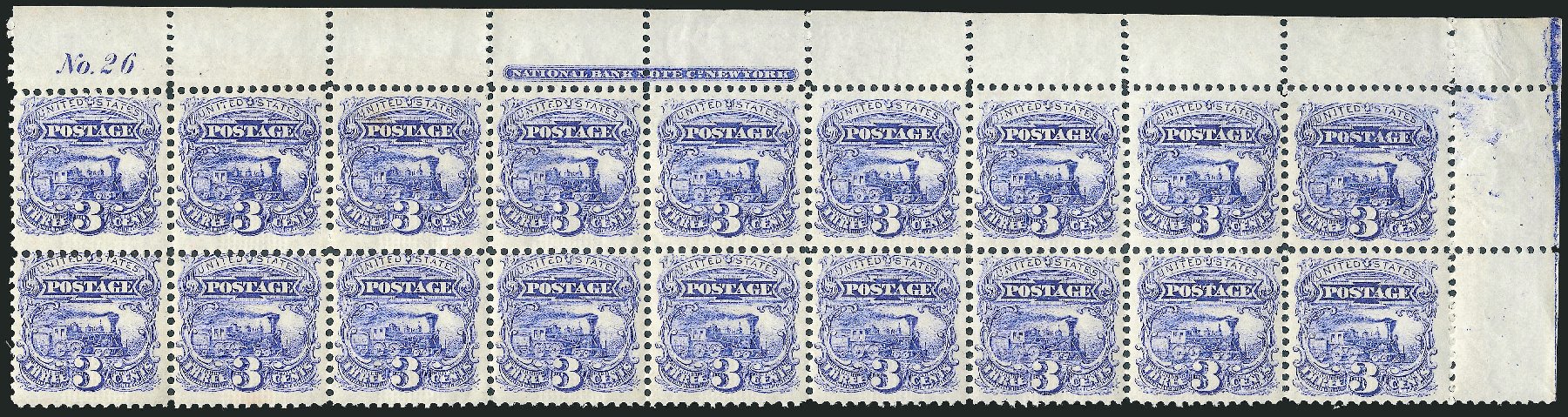 Values of US Stamps Scott Cat. 114: 1869 3c Pictorial Locomotive. Robert Siegel Auction Galleries, Mar 2011, Sale 1004, Lot 39