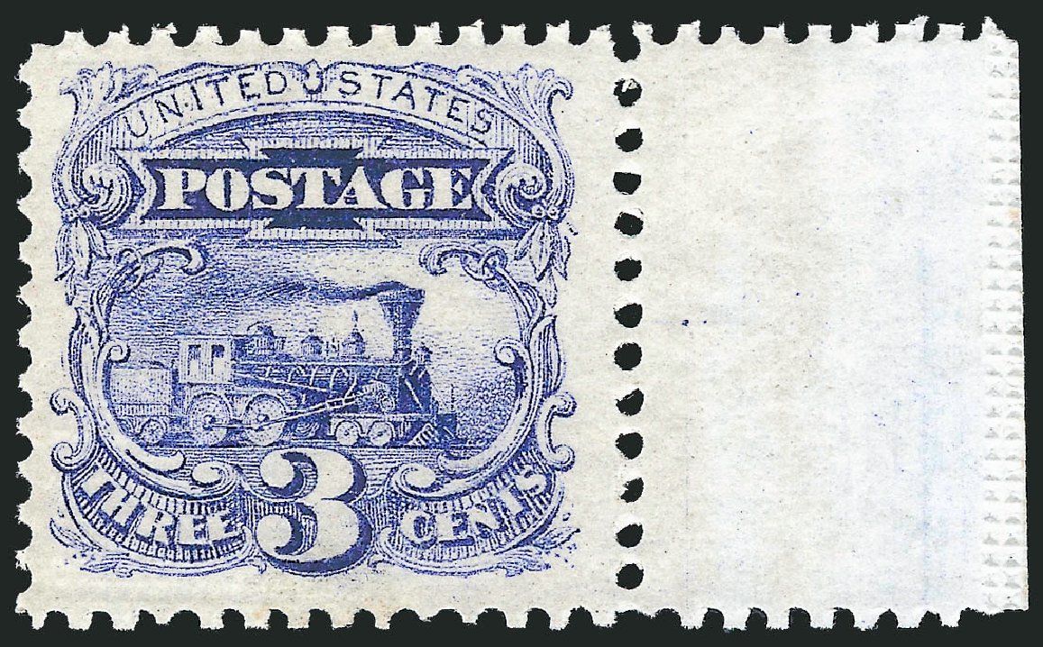 US Stamp Values Scott Catalog 114 - 1869 3c Pictorial Locomotive. Robert Siegel Auction Galleries, Oct 2012, Sale 1033, Lot 4059