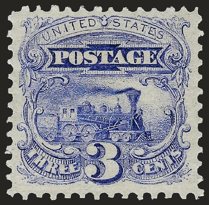 Values of US Stamps Scott #114 - 3c 1869 Pictorial Locomotive. Robert Siegel Auction Galleries, Oct 2008, Sale 963, Lot 649