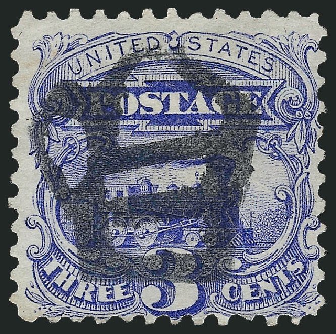 Value of US Stamp Scott Catalog # 114: 1869 3c Pictorial Locomotive. Robert Siegel Auction Galleries, Dec 2008, Sale 967, Lot 4229