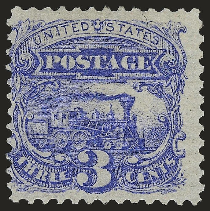 US Stamp Value Scott Catalog # 114: 3c 1869 Pictorial Locomotive. Robert Siegel Auction Galleries, Jun 2009, Sale 975, Lot 1349