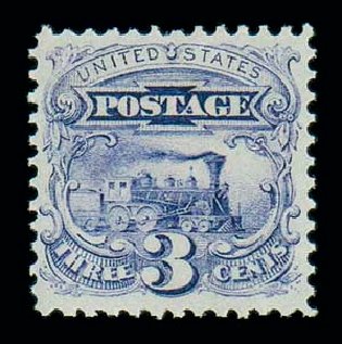 Prices of US Stamps Scott Catalogue #114 - 3c 1869 Pictorial Locomotive. Matthew Bennett International, Dec 2007, Sale 324, Lot 1090