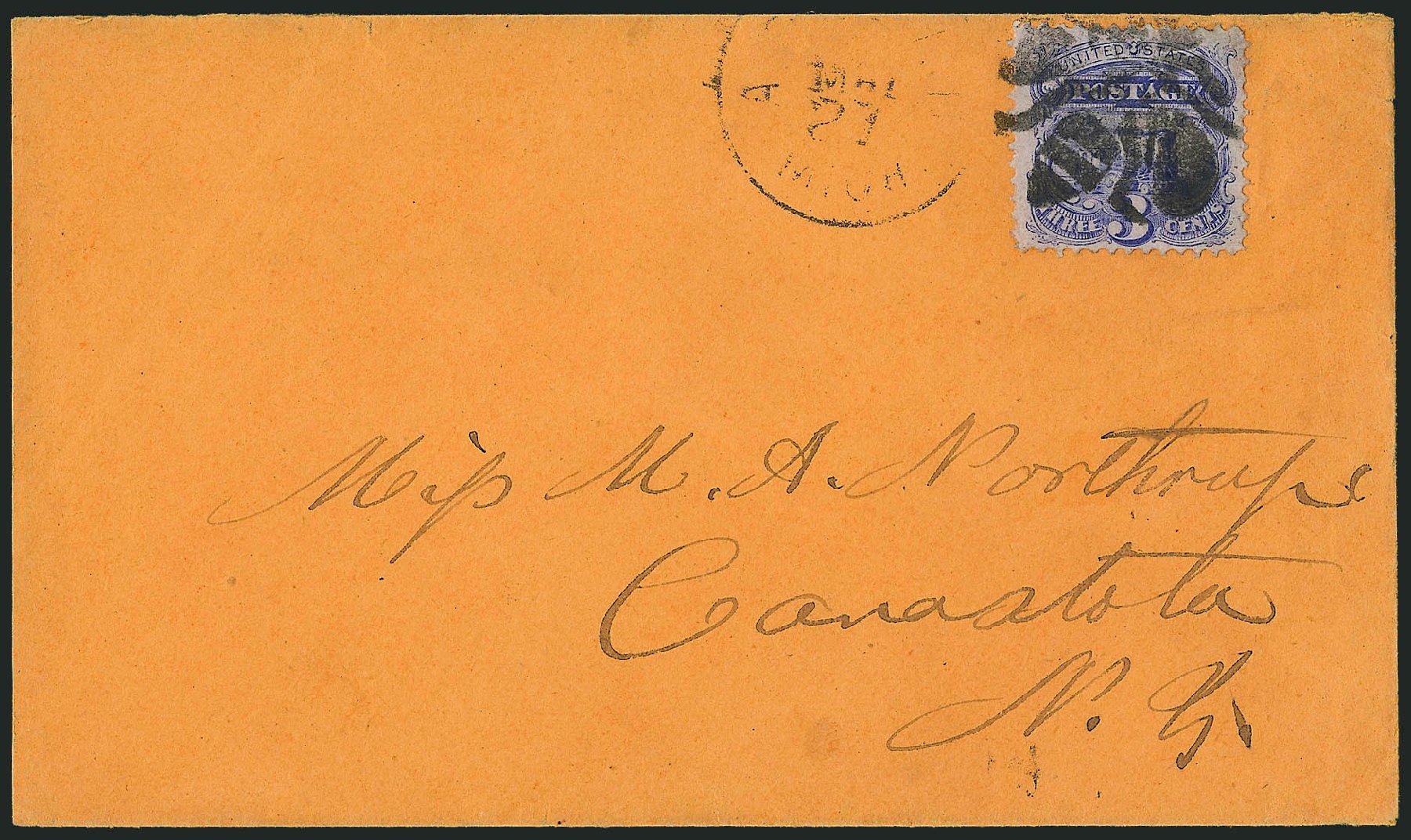 US Stamp Values Scott Cat. 114 - 1869 3c Pictorial Locomotive. Robert Siegel Auction Galleries, Mar 2011, Sale 1004, Lot 60