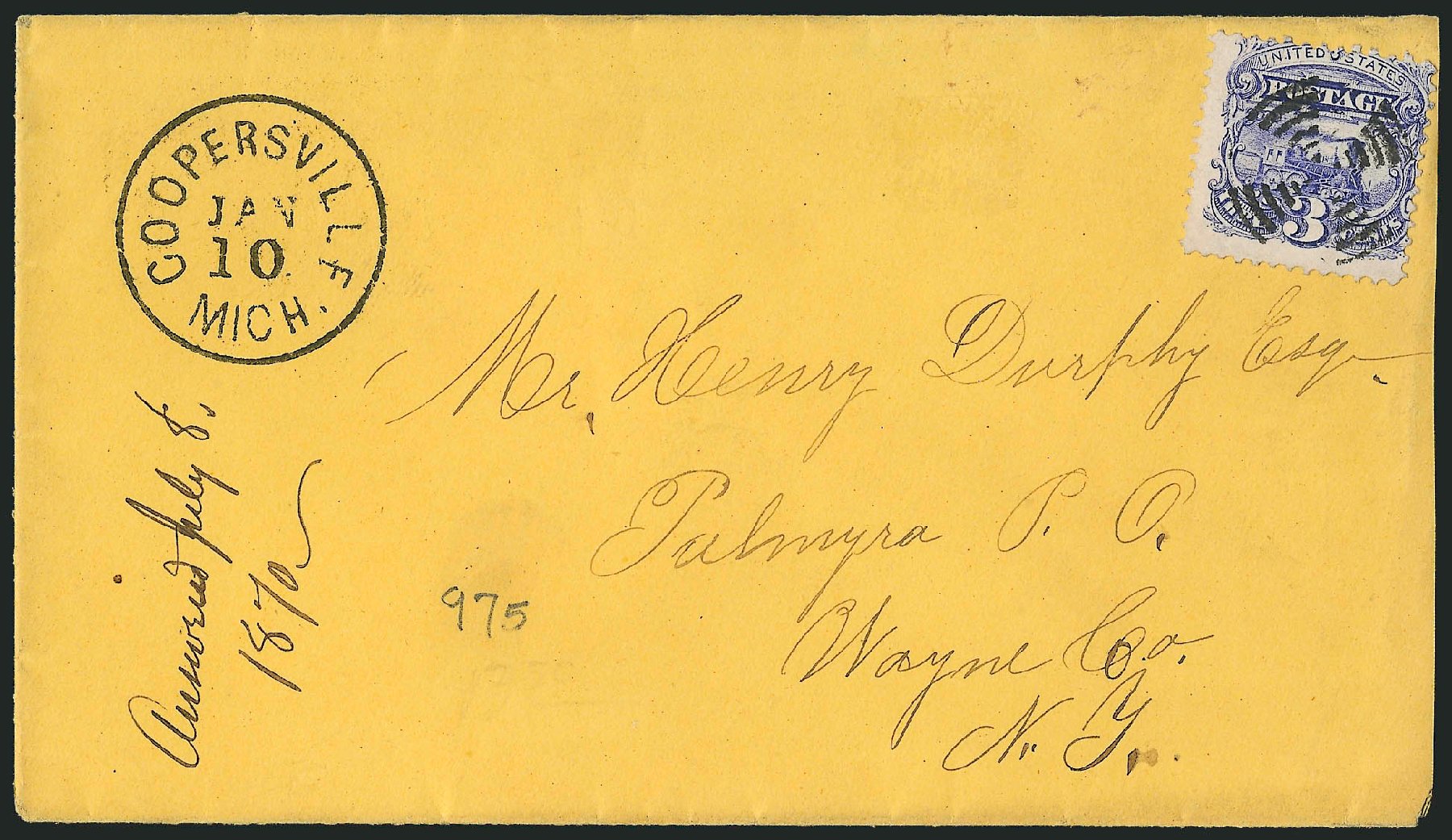 Price of US Stamps Scott Catalogue 114 - 3c 1869 Pictorial Locomotive. Robert Siegel Auction Galleries, Oct 2011, Sale 1013, Lot 191