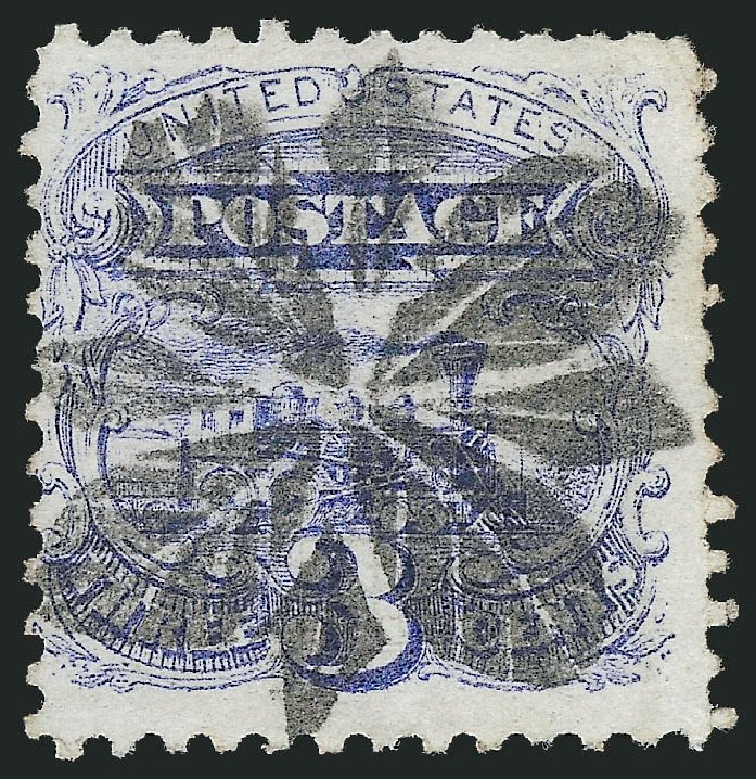 US Stamp Prices Scott 114: 1869 3c Pictorial Locomotive. Robert Siegel Auction Galleries, Oct 2011, Sale 1013, Lot 164