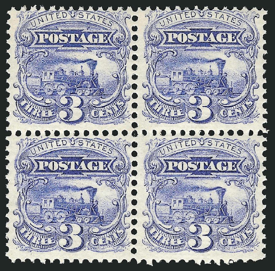 Values of US Stamps Scott Catalogue 114: 3c 1869 Pictorial Locomotive. Robert Siegel Auction Galleries, Sep 2014, Sale 1078, Lot 224