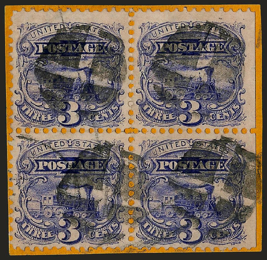 Prices of US Stamp Scott Catalogue # 114: 1869 3c Pictorial Locomotive. Robert Siegel Auction Galleries, Oct 2008, Sale 963, Lot 654