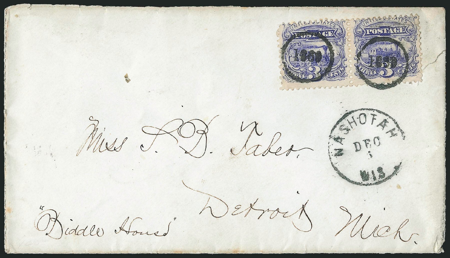 US Stamps Price Scott # 114 - 3c 1869 Pictorial Locomotive. Robert Siegel Auction Galleries, Mar 2011, Sale 1004, Lot 65