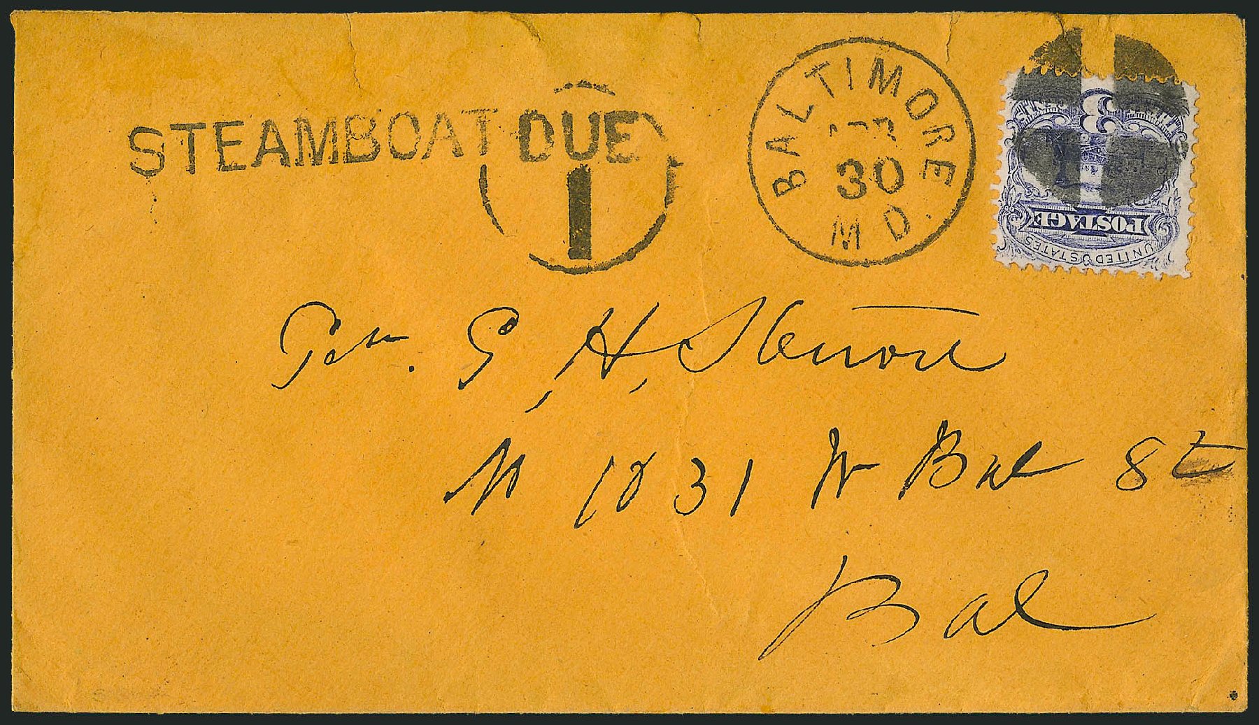 US Stamps Values Scott Cat. #114 - 1869 3c Pictorial Locomotive. Robert Siegel Auction Galleries, Mar 2011, Sale 1004, Lot 75