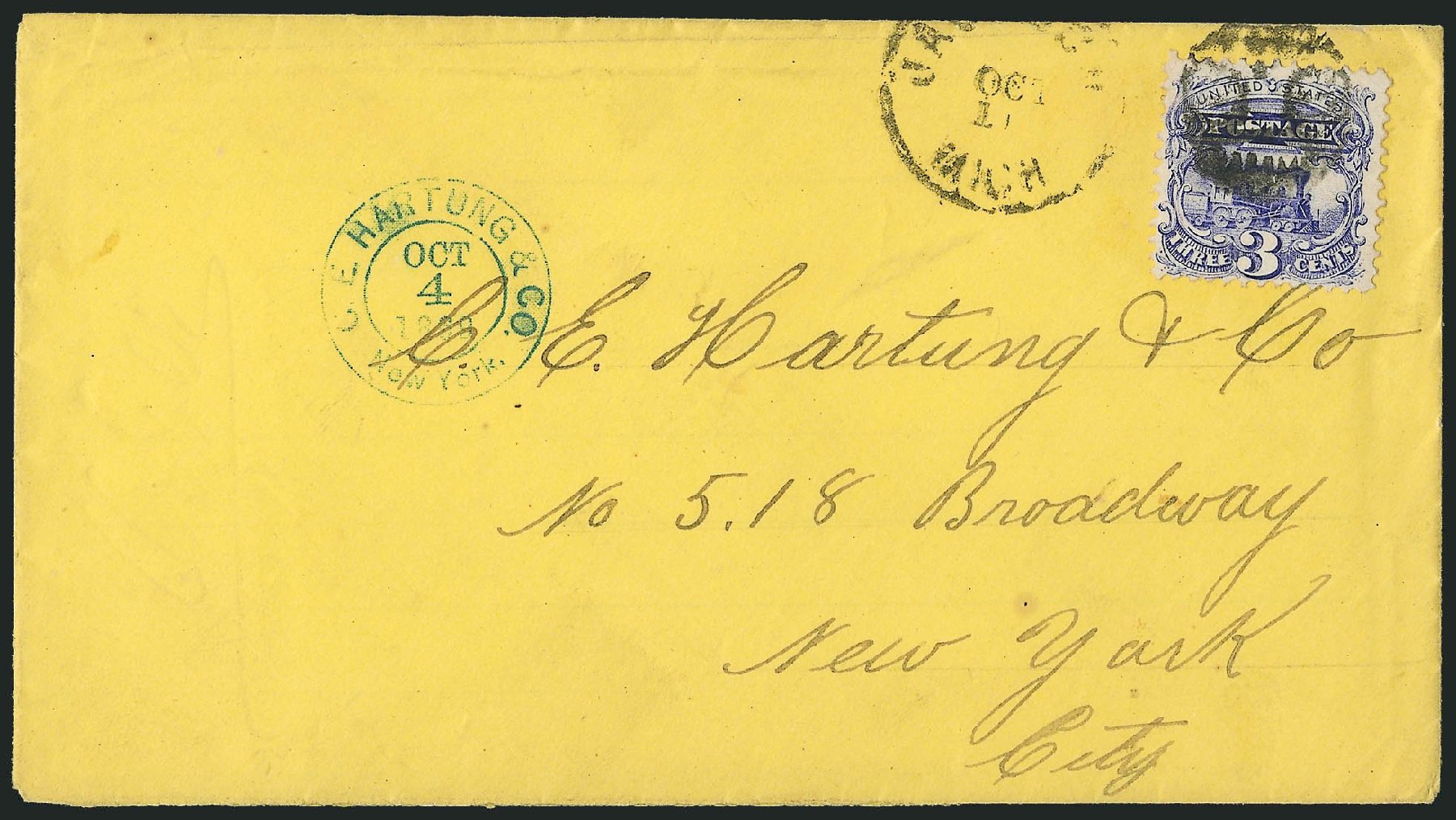Cost of US Stamps Scott Catalog # 114 - 1869 3c Pictorial Locomotive. Robert Siegel Auction Galleries, Oct 2011, Sale 1013, Lot 185