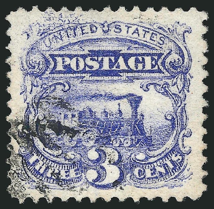 US Stamps Value Scott Cat. 114: 1869 3c Pictorial Locomotive. Robert Siegel Auction Galleries, Sep 2014, Sale 1078, Lot 225