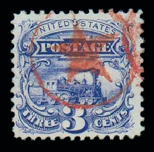 Costs of US Stamp Scott Cat. # 114 - 3c 1869 Pictorial Locomotive. Matthew Bennett International, Dec 2007, Sale 323, Lot 272