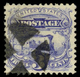 Value of US Stamp Scott Catalogue # 114 - 1869 3c Pictorial Locomotive. Daniel Kelleher Auctions, Mar 2013, Sale 635, Lot 292