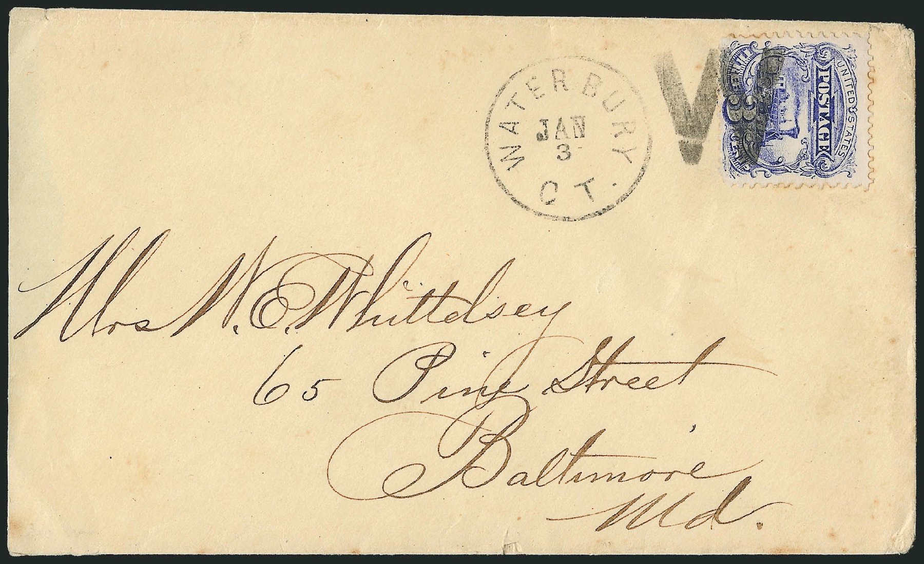 US Stamps Values Scott Cat. 114 - 1869 3c Pictorial Locomotive. Robert Siegel Auction Galleries, Mar 2011, Sale 1004, Lot 52