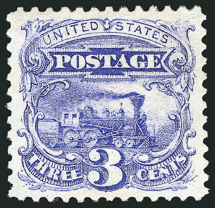 US Stamps Values Scott Catalog # 114: 1869 3c Pictorial Locomotive. Robert Siegel Auction Galleries, Jun 2011, Sale 1011, Lot 492