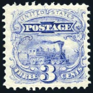 Price of US Stamps Scott #114 - 1869 3c Pictorial Locomotive. Harmer-Schau Auction Galleries, Jul 2010, Sale 86, Lot 383