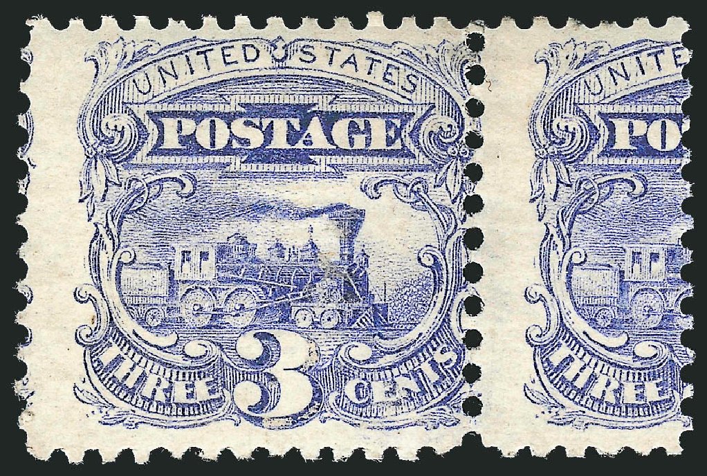 US Stamps Value Scott Catalogue # 114: 1869 3c Pictorial Locomotive. Robert Siegel Auction Galleries, Jun 2012, Sale 1026, Lot 1253